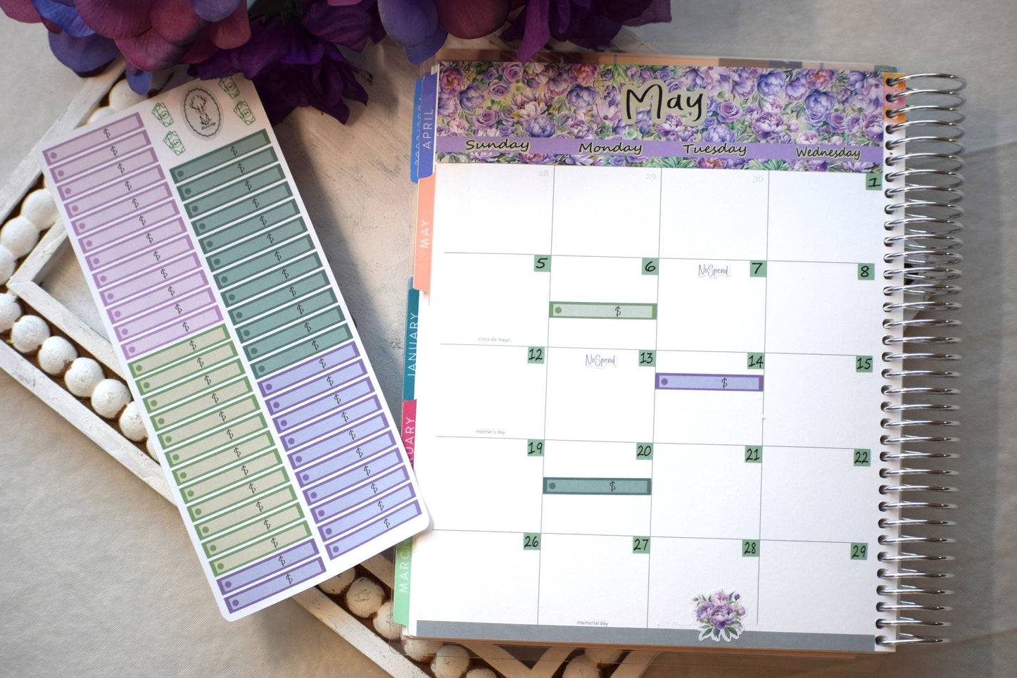 Budget Sticker Kit, Purple Blooms