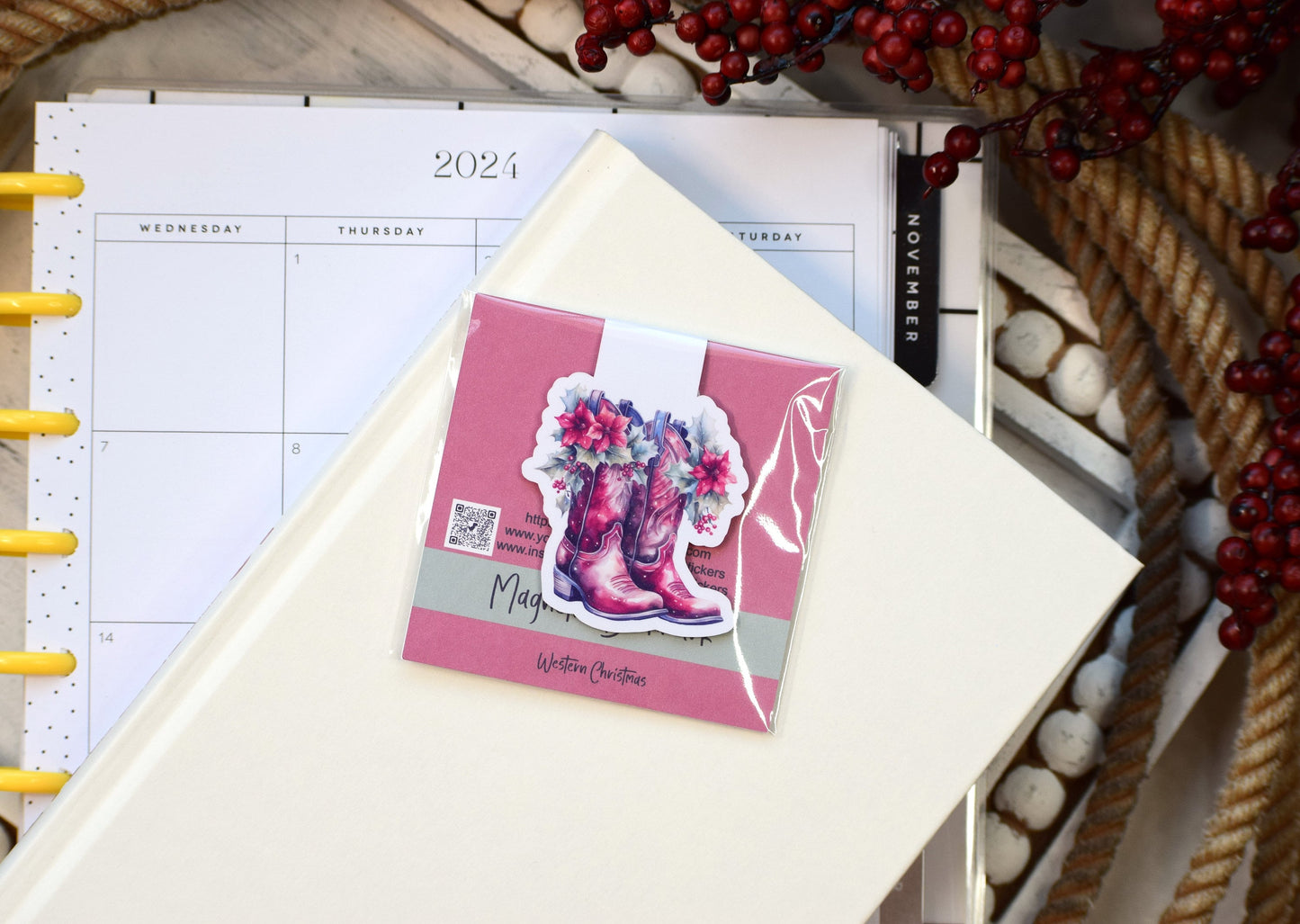 Magnetic Bookmarks, Western Rustic Christmas