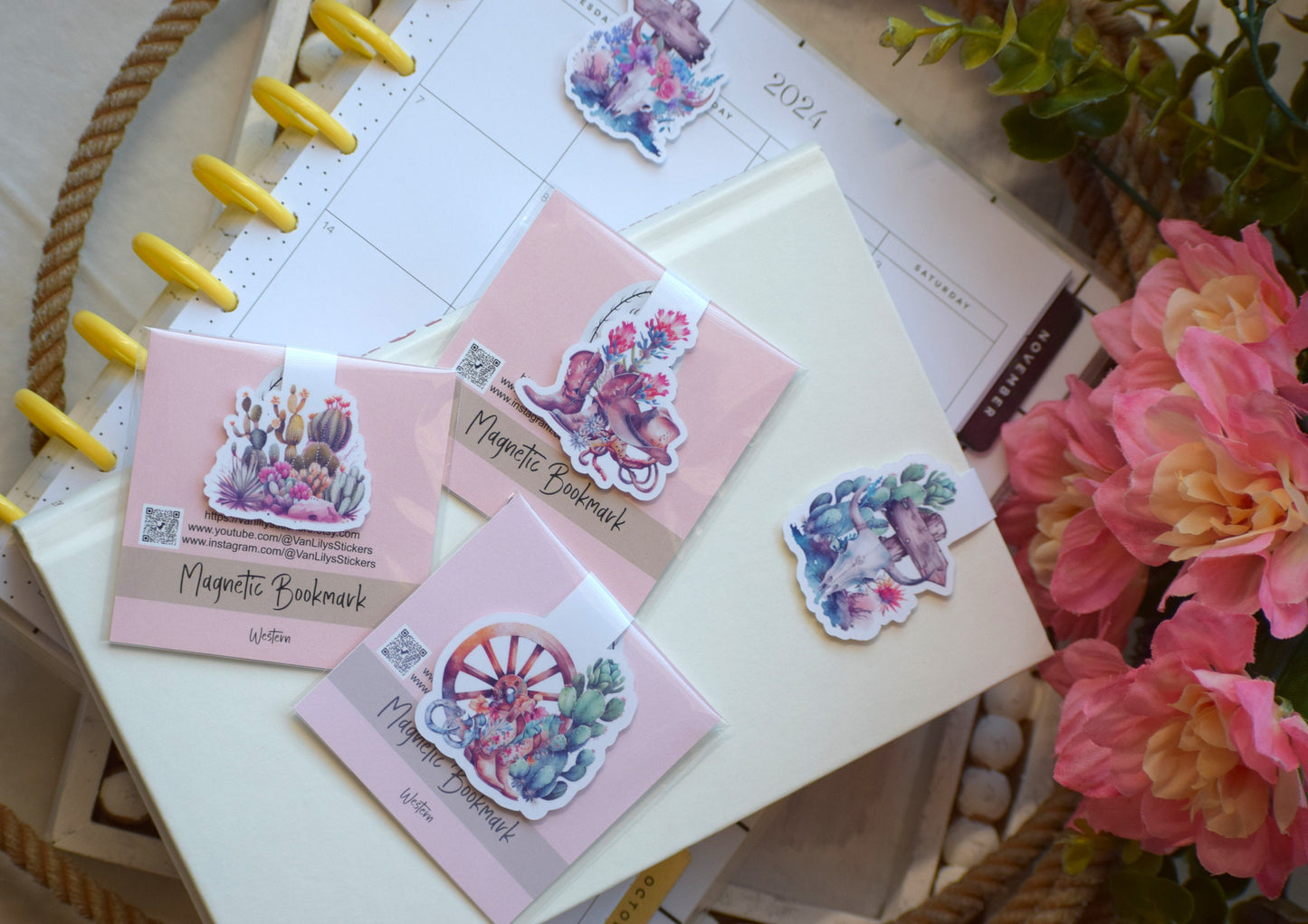 Magnetic Bookmarks, Blush Western