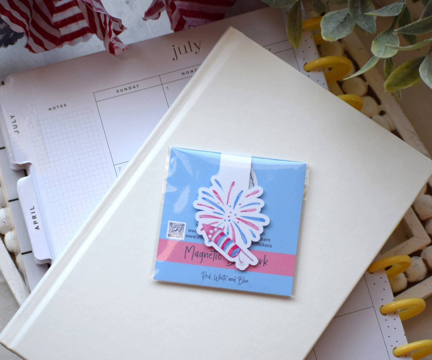 Magnetic Bookmarks, Red, White and Blue