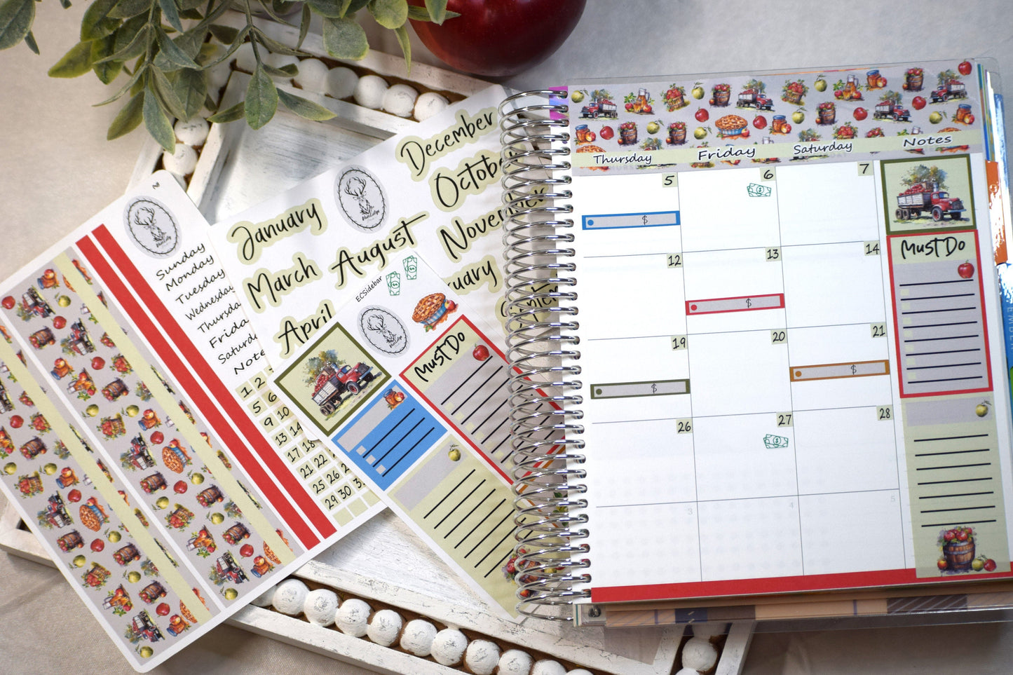 Erin Condren\TBM Monthly Header Sticker Sheet, Apple Picking