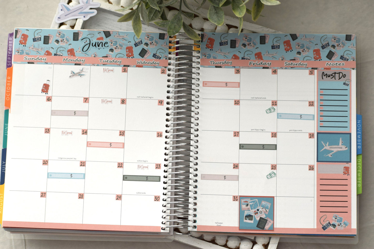 Monthly Header Planner Sticker Sheet for Erin Condren| TBM Live Rich Planners Travel Theme