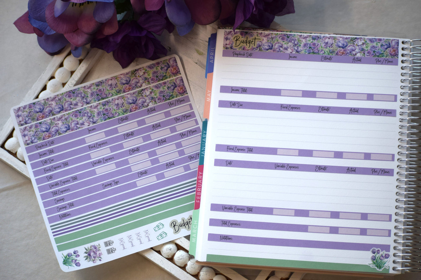 Budget Sticker Kit, Purple Blooms