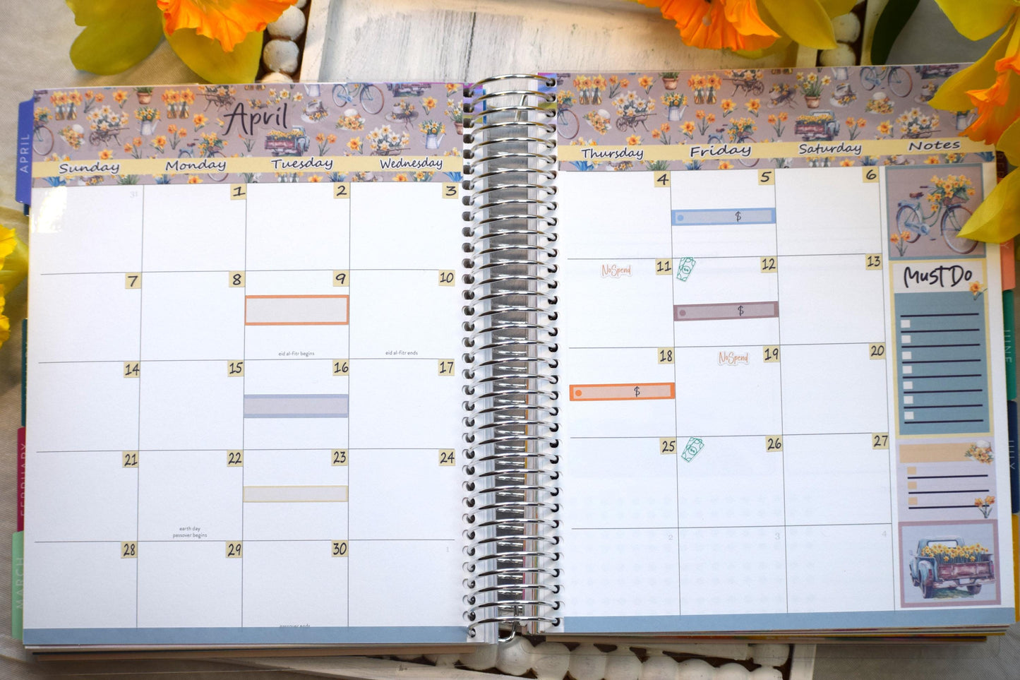 Monthly Header Planner Sticker Sheet for Erin Condren| TBM Live Rich Planners Daffodil Delight