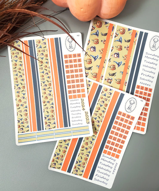 Erin Condren|TBM Monthly Header Sheet, Halloween Theme