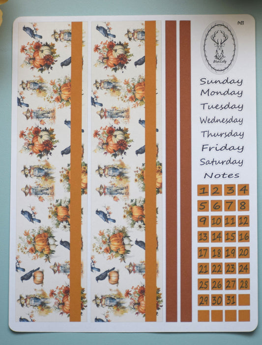 Erin Condren\TBM Monthly Header Sticker Sheet, Pumpkins and Crows