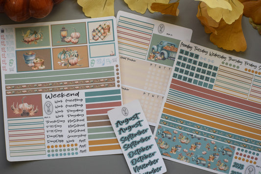 Plum Paper 7x9 Vertical Priorities Weekly Planner Sticker Kit #14 Autumn Blue Truck