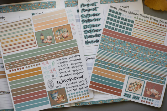 Plum Paper 7x9 Quad Lined And Blank Weekly Planner Sticker Kit #14, Autumn Blue Truck