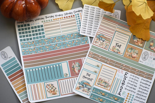 Plum Paper 7x9 Hourly Weekly Planner Sticker Kit #14, Autumn Blue Truck