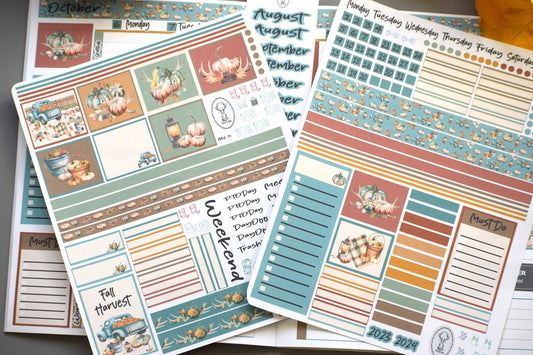 Plum Paper 7x9 ME Weekly Planner Sticker Kit #14, Autumn Blue Truck