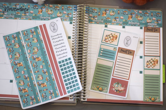 Erin Condren\TBM Monthly Header Sticker Sheet, Autumn Blue Truck