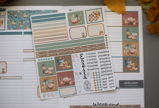 Plum Paper 7x9 Notes and Days Weekly Planner Sticker Kit #14, Autumn Blue Truck