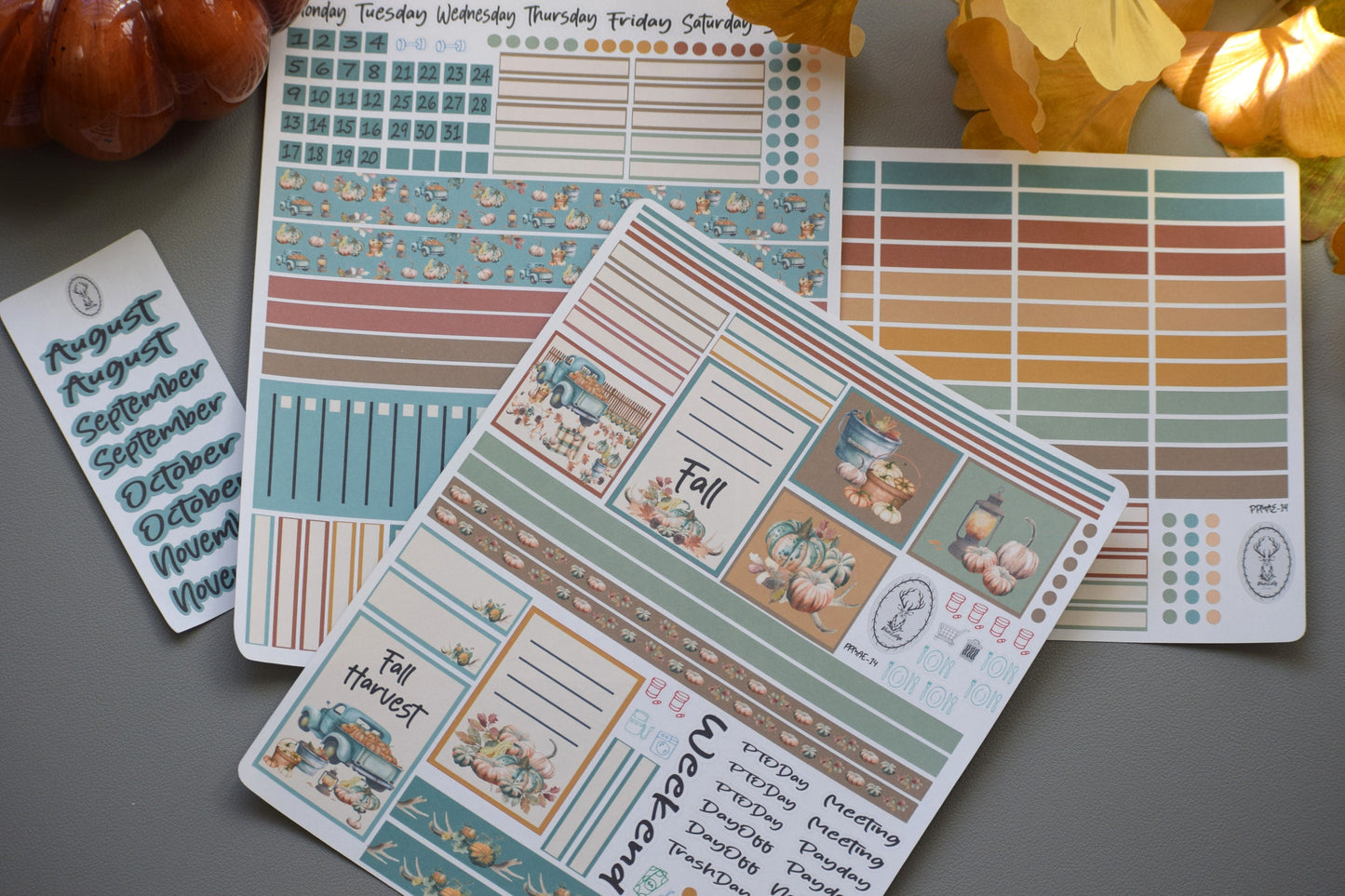 Plum Paper 7x9 MAE Weekly Planner Sticker Kit, #14 Autumn Blue Truck