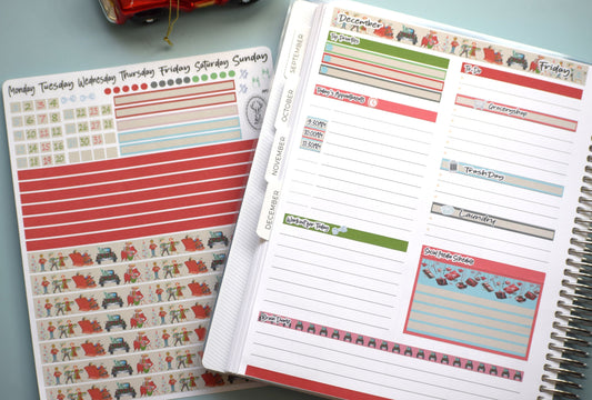 Plum Paper 7x9 Daily Weekly Planner Sticker Kit #15, Retro Christmas