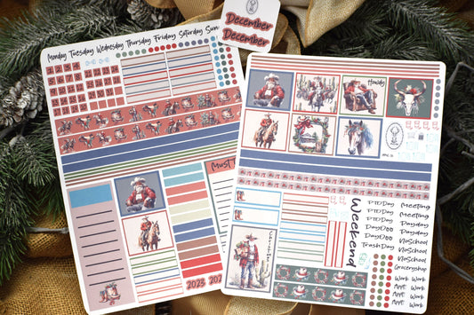 Plum Paper 7x9 ME Weekly Planner Sticker Kit #16, Western Santa