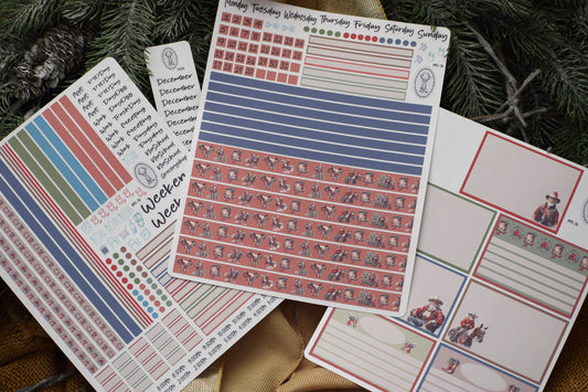 Plum Paper 7x9 Daily Weekly Planner Sticker Kit #16, Western Santa