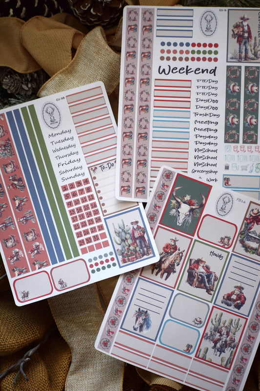 Weekly Planner Sticker Kit #16, Western Santa