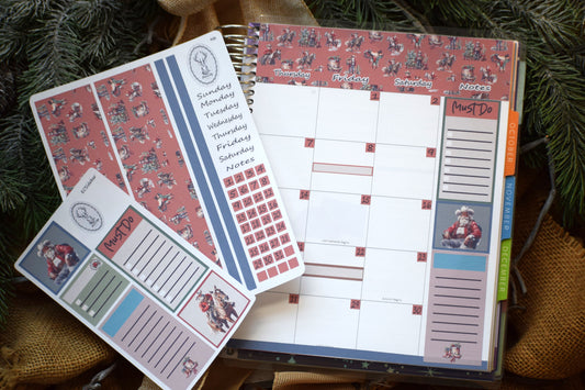 Erin Condren\TBM Monthly Header Sticker Sheet, Western Santa