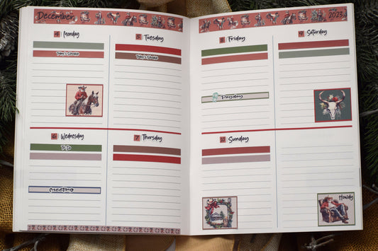 Plum Paper 7x9 Quad Lined and Blank Weekly Planner Sticker Kit #16, Western Santa