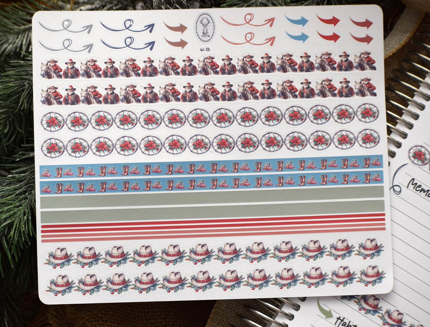 Washi Planner Sticker Sheet, Western Santa #16