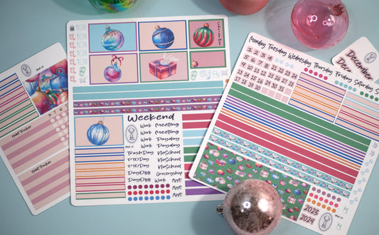 Plum Paper 7x9 Vertical Priorities Weekly Planner Sticker Kit #17, Baubles Baubles Baubles