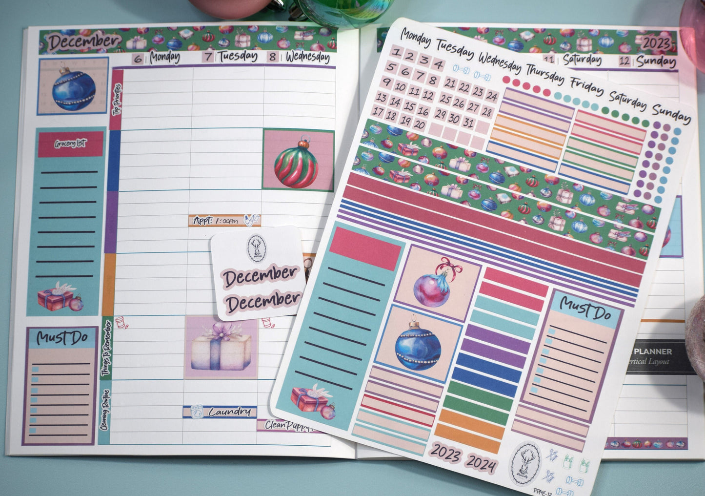 Plum Paper 7x9 ME Weekly Planner Sticker Kit #17, Bauble Baubles Baubles