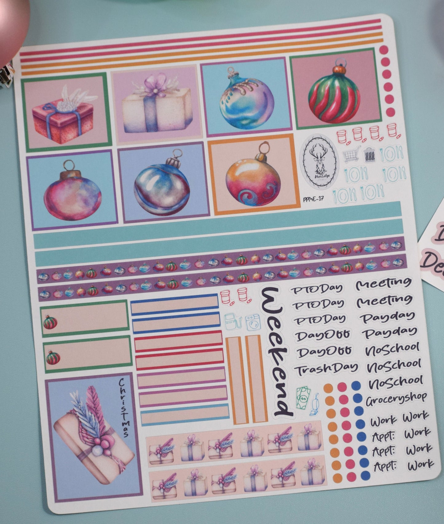 Plum Paper 7x9 ME Weekly Planner Sticker Kit #17, Bauble Baubles Baubles