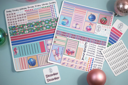 Plum Paper 7x9 Hourly Weekly Planner Sticker Kit #17, Baubles Baubles Baubles
