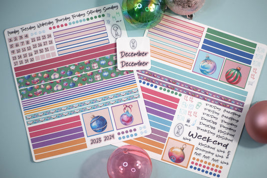 Plum Paper 7x9 Quad Lined and Blank Weekly Planner Sticker Kit #17, Baubles Baubles Baubles