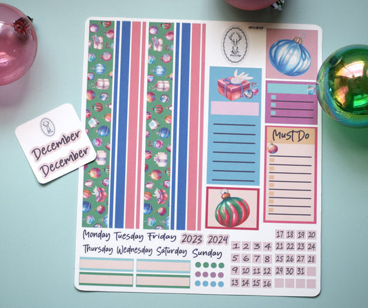 Plum Paper 7x9 Monthly Header Planner Sticker Sheet #17, Baubles Baubles Baubles