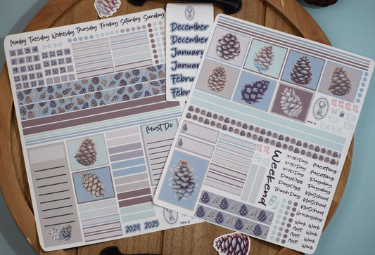 Plum Paper 7x9 ME Weekly Planner Sticker Kit #18, Winter of Pinecones
