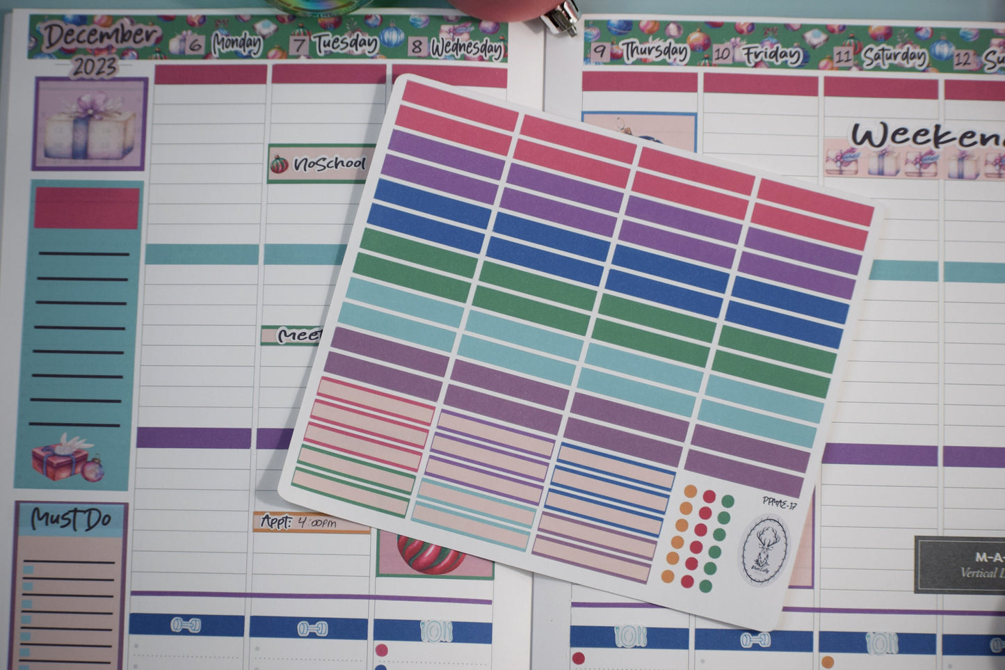 Plum Paper 7x9 MAE Weekly Planner Sticker Kit #17, Baubles Baubles Baubles
