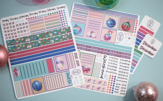 Plum Paper 7x9 Vertical Columns Weekly Planner Sticker Kit #17, Baubles Baubles Baubles
