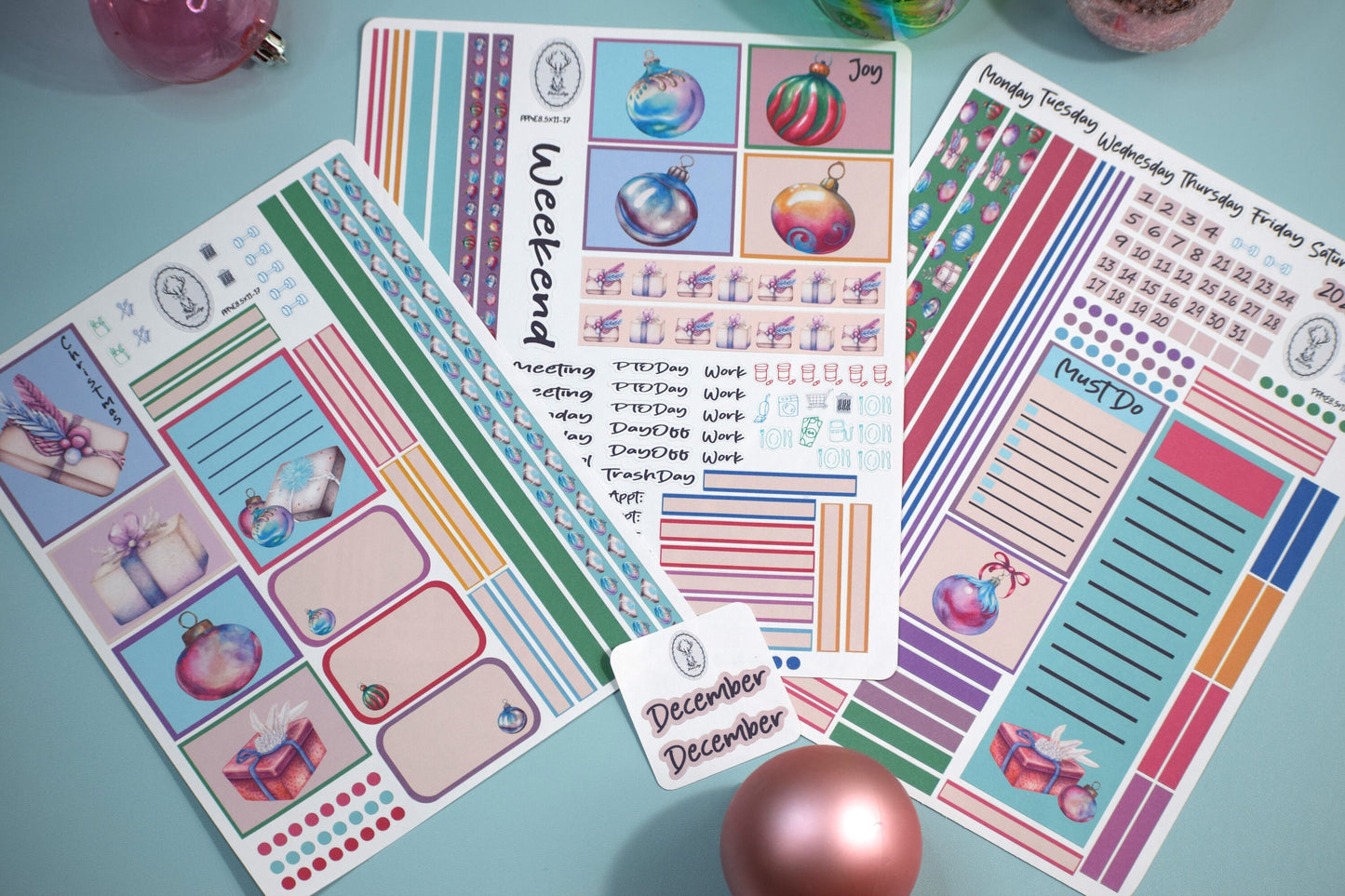 Plum Paper 8.5x11 ME, Weekly Planner Sticker Kit #17, Baubles Baubles Baubles