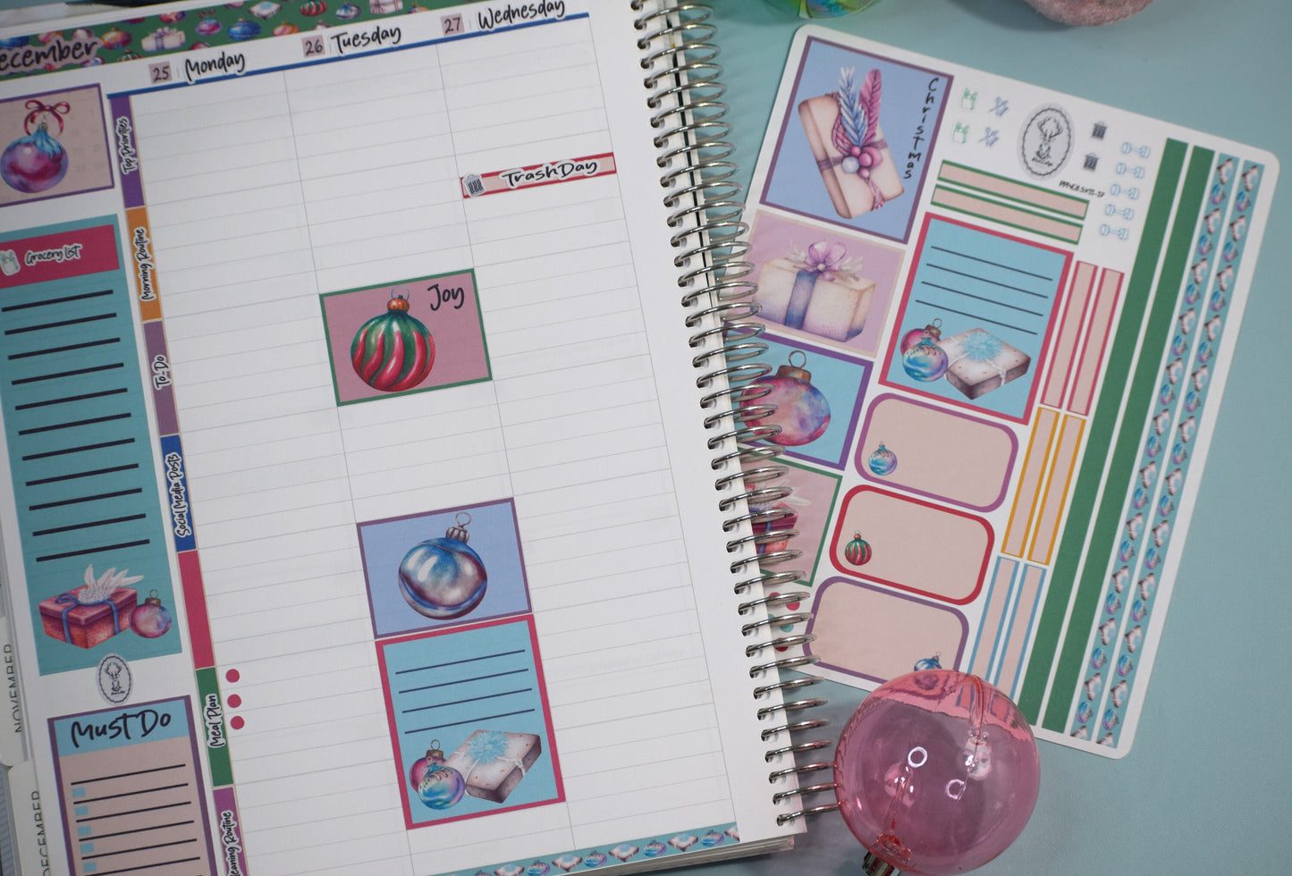Plum Paper 8.5x11 ME, Weekly Planner Sticker Kit #17, Baubles Baubles Baubles