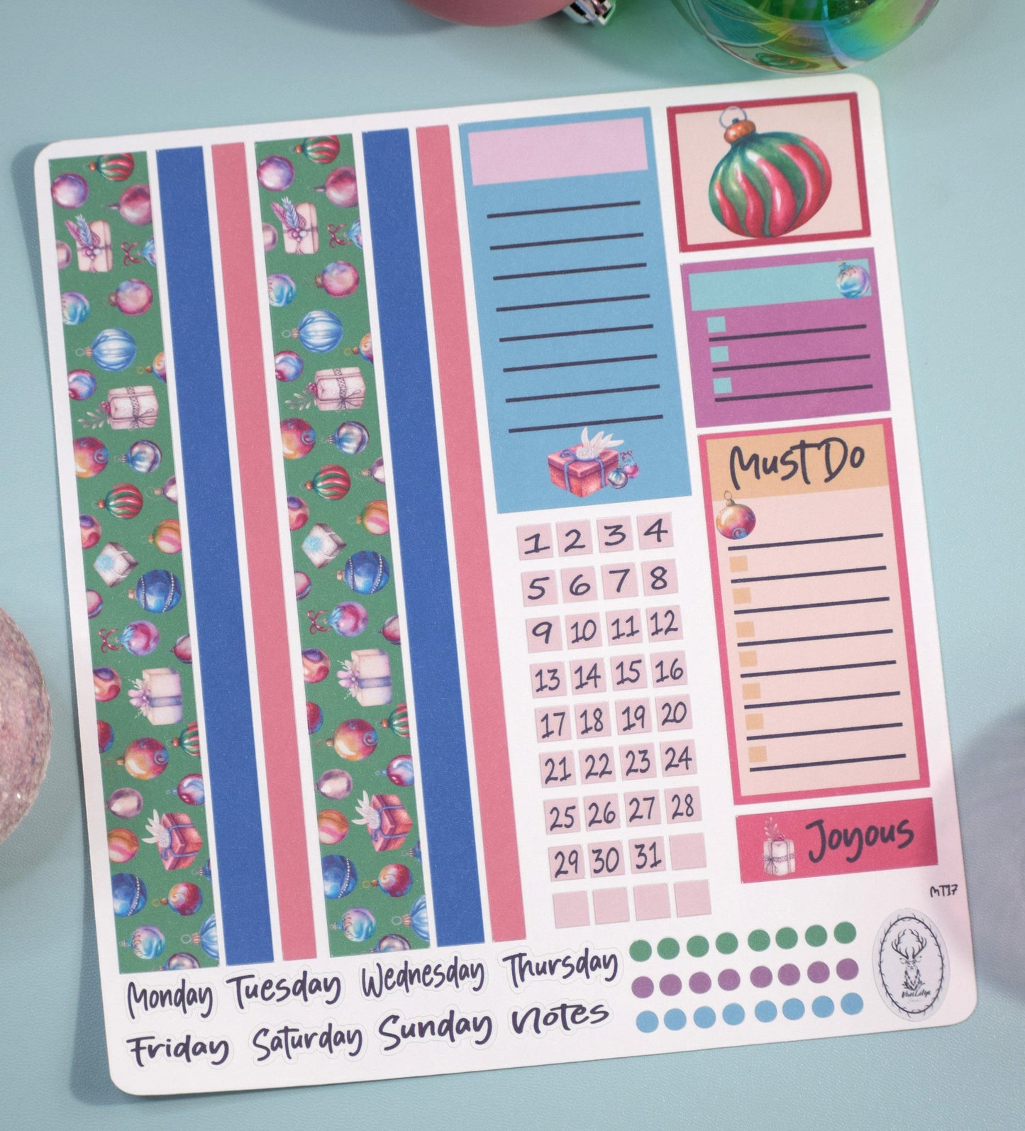 Erin Condren|TBM Monthly Header Sticker Sheet, Baubles Baubles Baubles