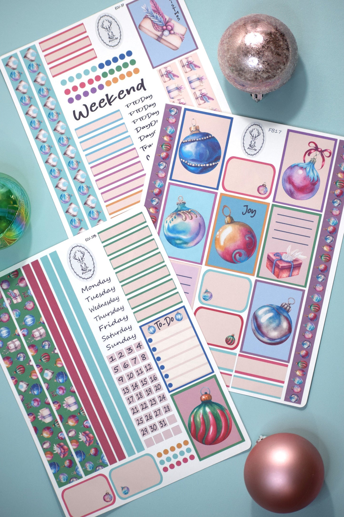 Weekly Planner Sticker Kit #17, Baubles Baubles Baubles