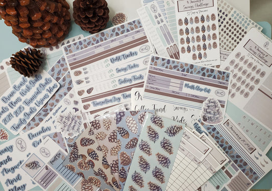 Ultimate Budget Sticker Kit, For the Erin Condren 7x9 and 8.5x11 Monthly Planners, Winter of Pinecones