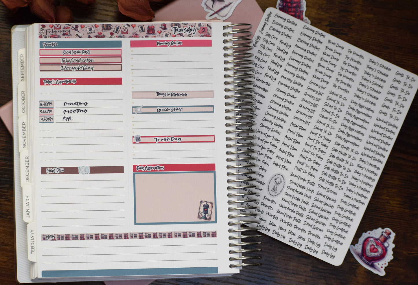 Plum Paper 7x9 Daily Weekly Planner Sticker Kit #19, Traveling Love Letter