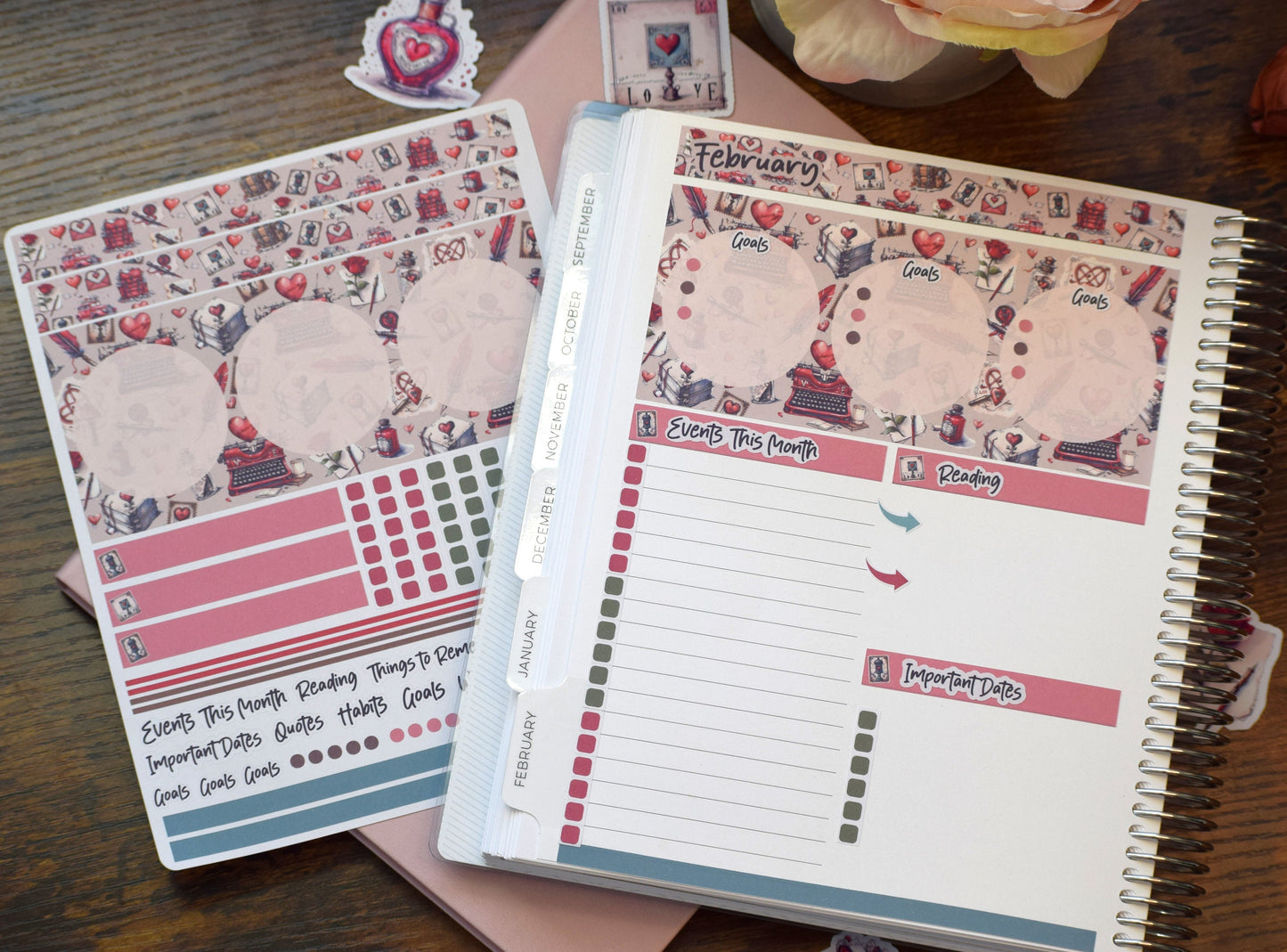Plum Paper 7x9 Monthly Dashboard Planner Stickers #19, Traveling Love Letter