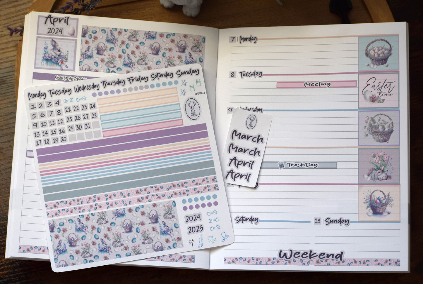 Plum Paper 7x9 Notes And Days Weekly Planner Sticker Kit #3, Easter