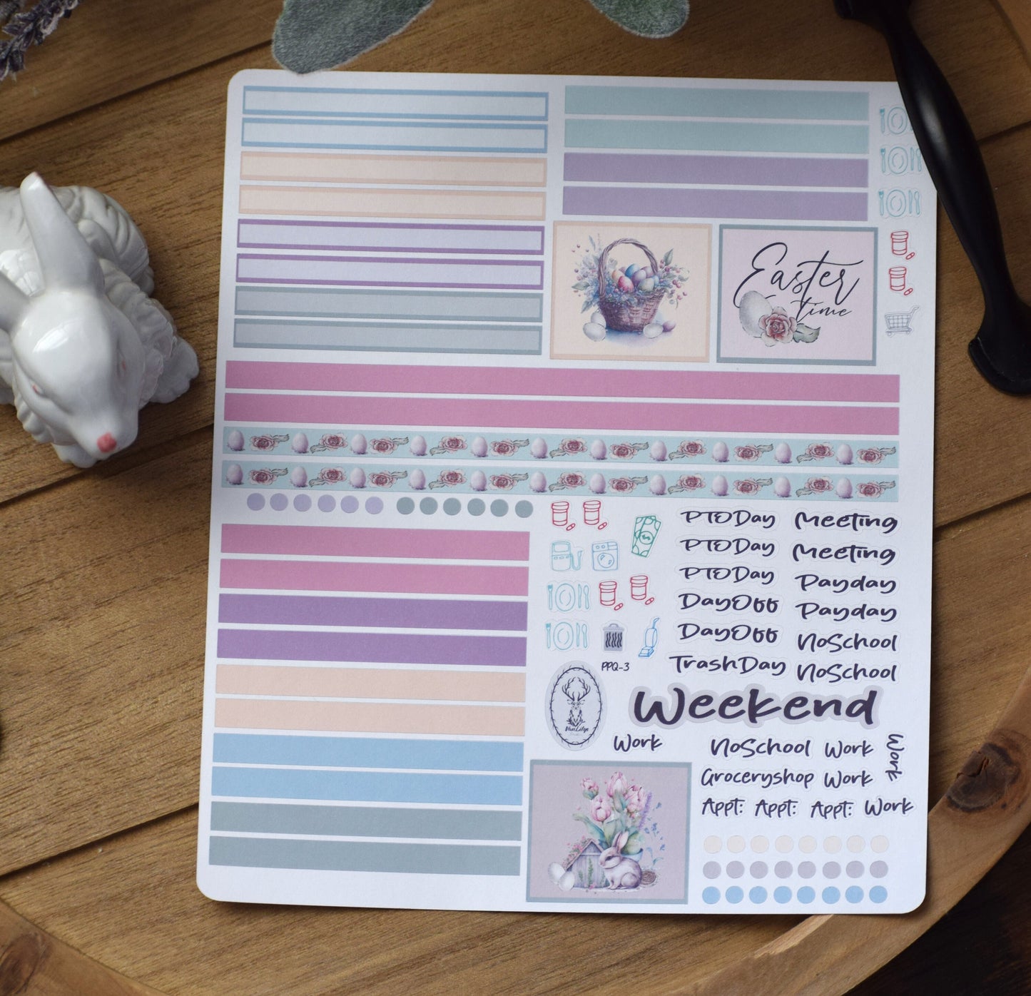Plum Paper 7x9 Quad Lined and Blank Weekly Planner Sticker Kit #3, Easter