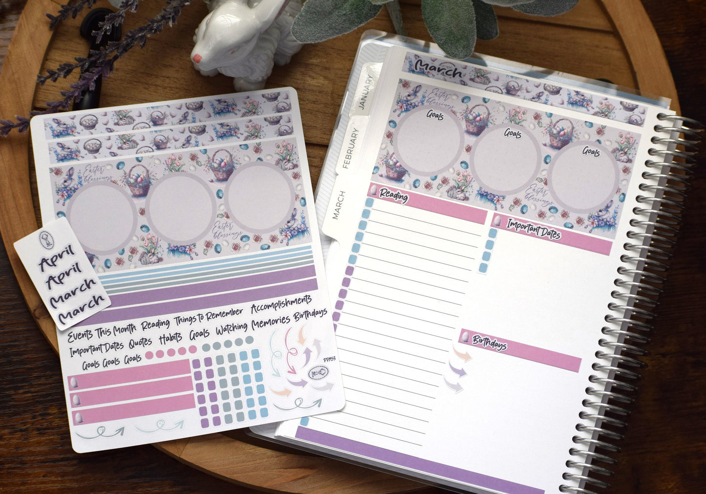 Plum Paper Monthly Dashboard Planner Stickers #3, Easter
