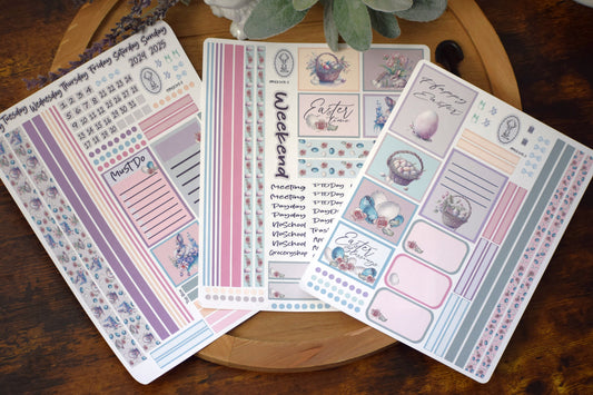 Plum Paper 8.5x11 ME, Weekly Planner Sticker Kit #3, Easter