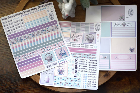 Plum Paper 7x9 Weekly Overview Weekly Planner Sticker Kit #3, Easter
