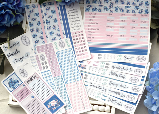 Budget Sticker Kit, Blue Flower