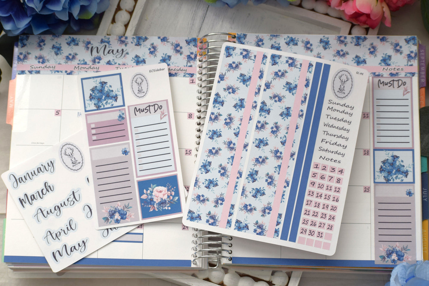 Budget Sticker Kit, Blue Flower