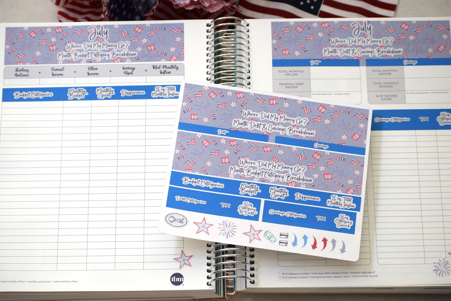 TBM BBP Workbook Sticker Kit, Red, White and Blue