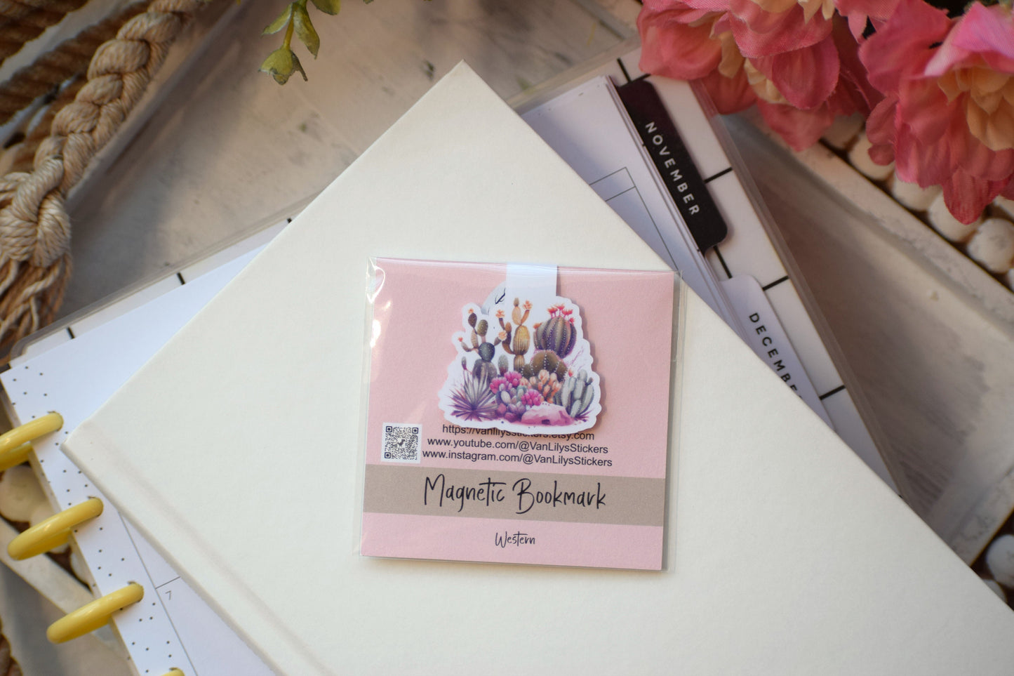 Magnetic Bookmarks, Blush Western