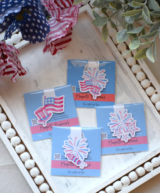 Magnetic Bookmarks, Red, White and Blue